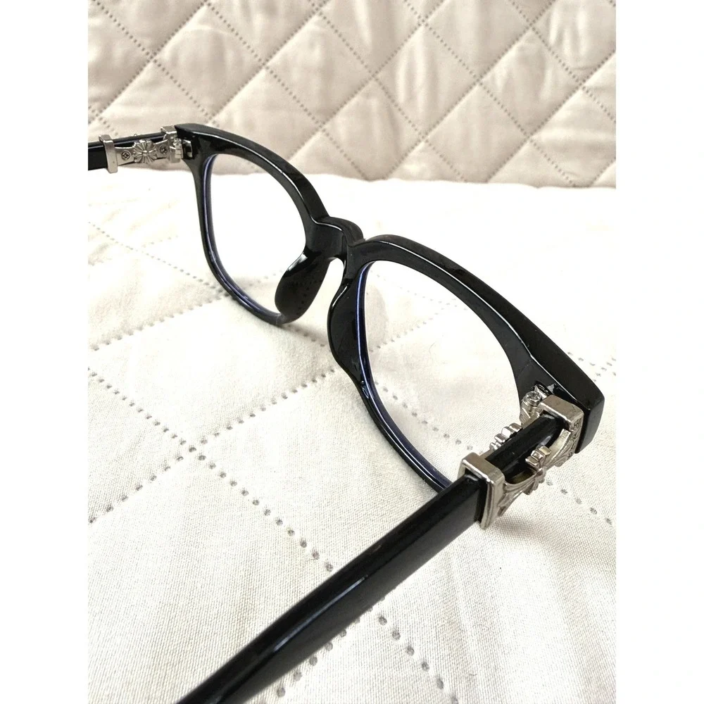 Square Fashion Glasses Black Gothic Cross Floral Clear Lens Eyewear
